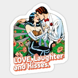 Love, Laughter And Kisses Vintage Retro Sticker